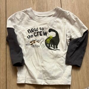 Garanimals White and Black Long Sleeve Tee with Dinosaur Graphic